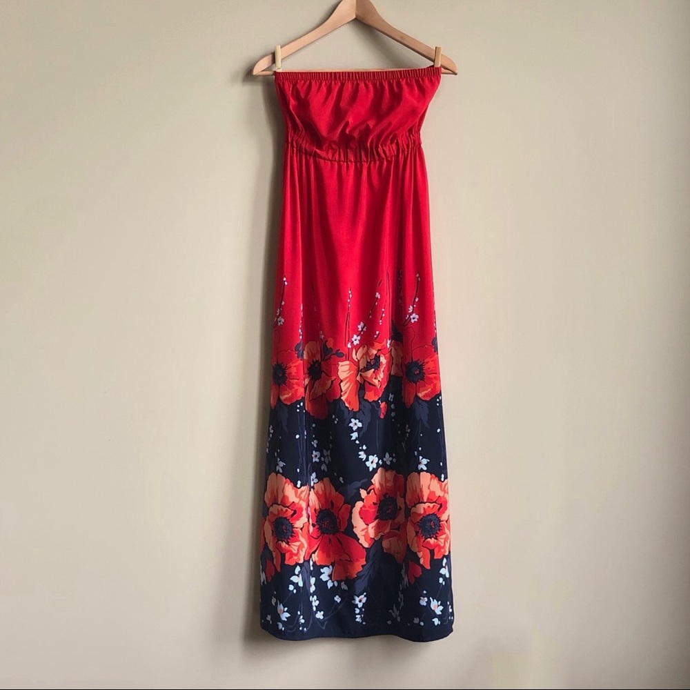 Strapless Red Maxi Dress